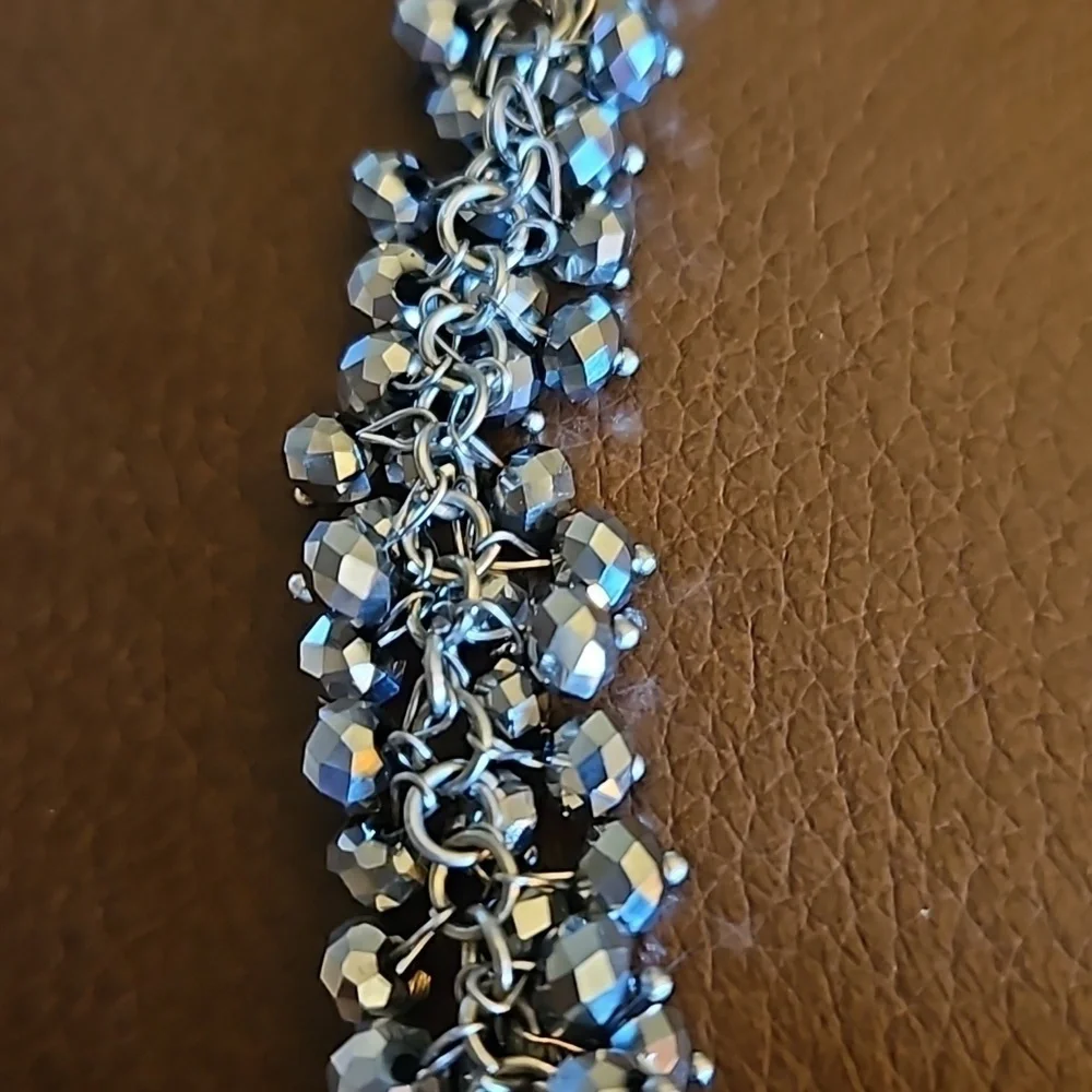 VTG Silver Mirror Crystal Cluster Bead Chainmaille Formal Castlecore Necklace